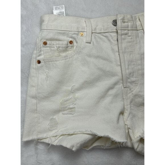 Levi’s 501 Button Fly Jean Shorts Women’s Size W28 White Cut Off Denim Inseam 2” - Picture 13 of 15